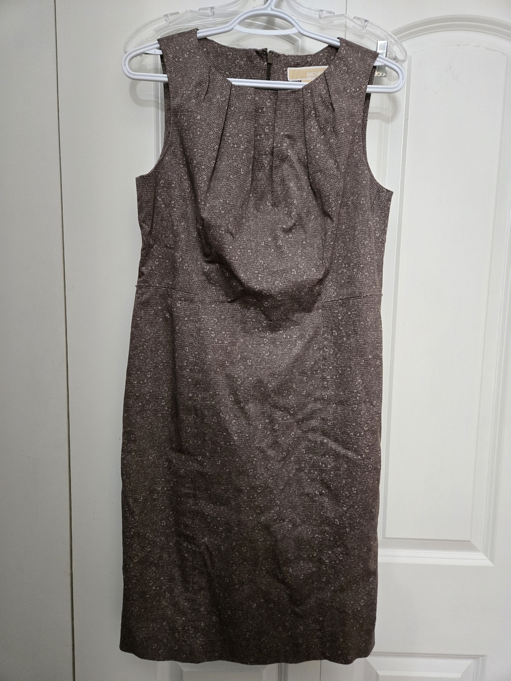 Michael Kors Brown Textured Sleeveless Midi Dress